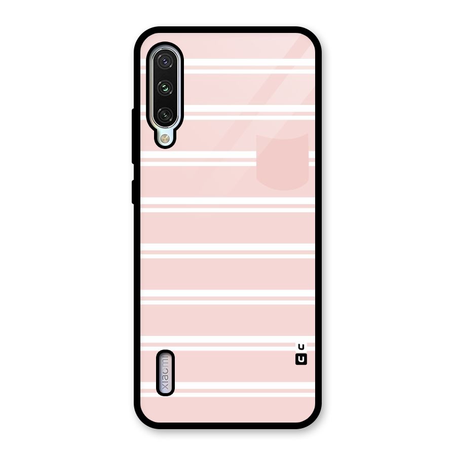 Cute Pocket Striped Glass Back Case for Mi A3