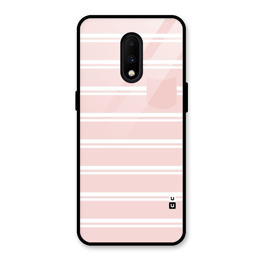 Cute Pocket Striped Glass Back Case for OnePlus 7
