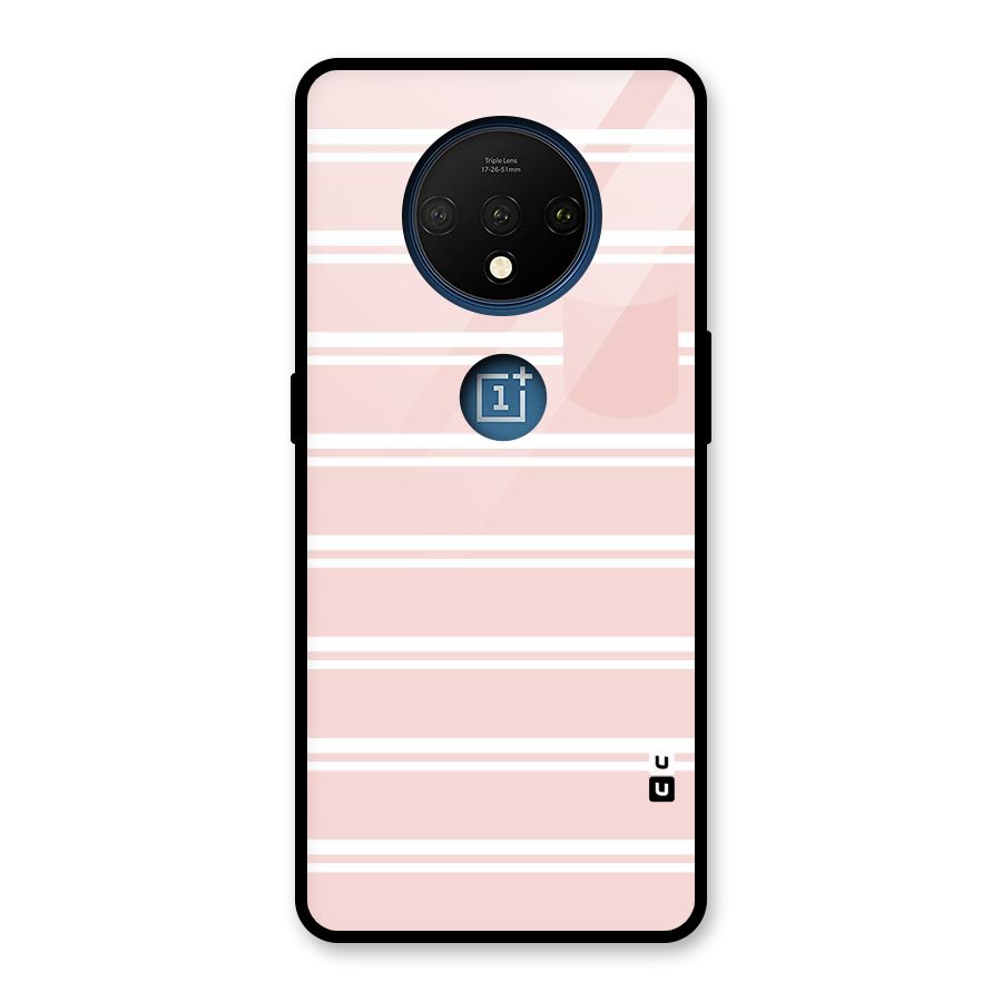 Cute Pocket Striped Glass Back Case for OnePlus 7T