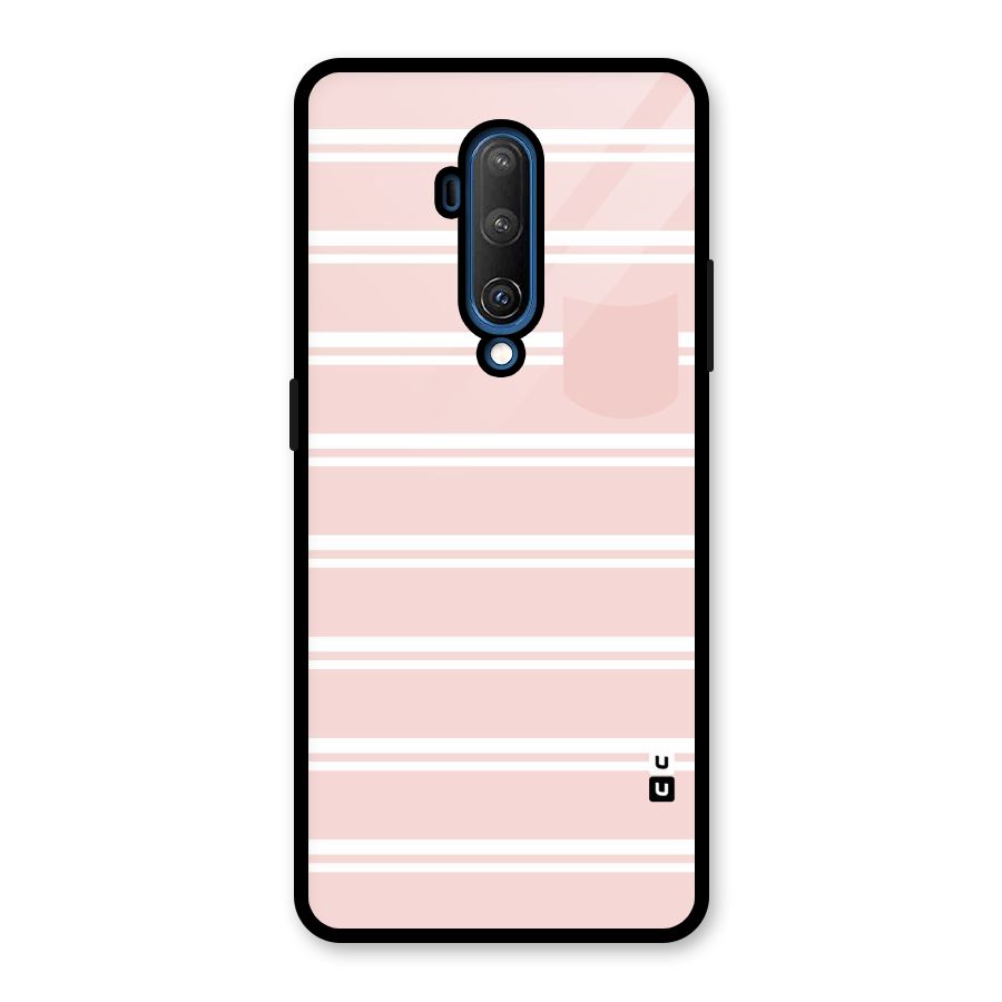 Cute Pocket Striped Glass Back Case for OnePlus 7T Pro