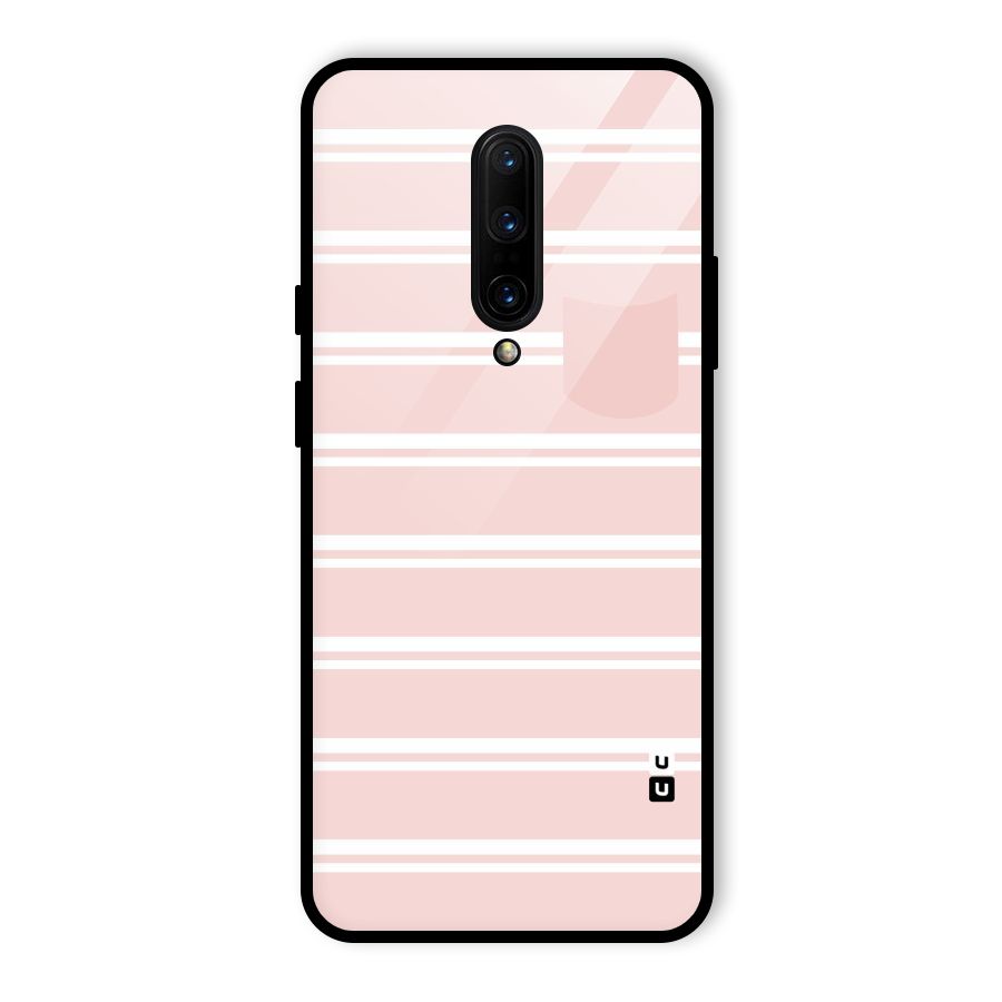 Cute Pocket Striped Glass Back Case for OnePlus 7 Pro