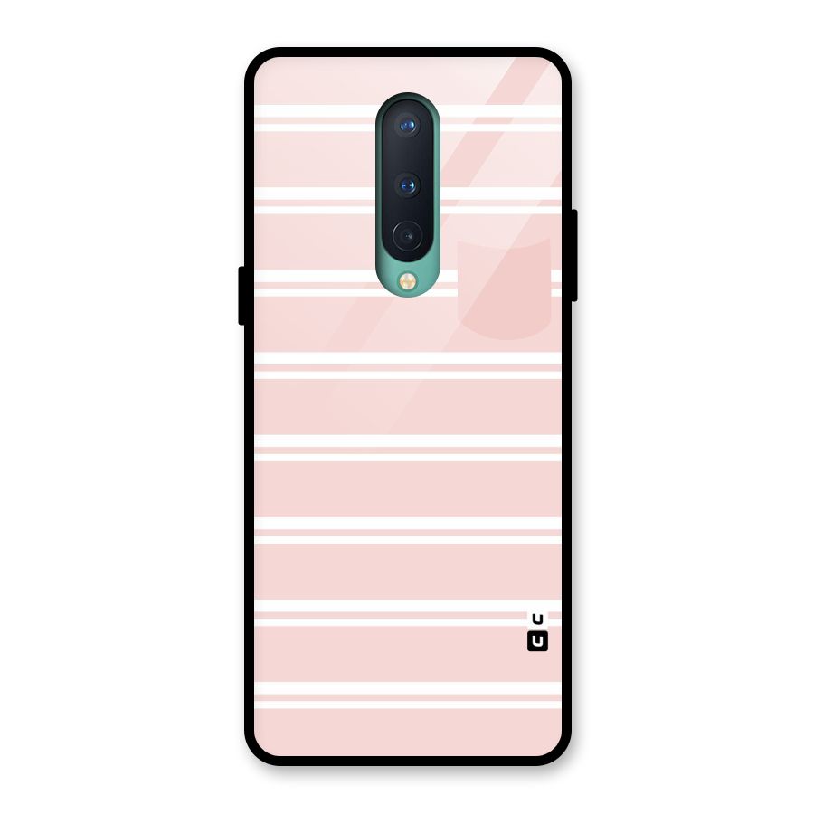 Cute Pocket Striped Glass Back Case for OnePlus 8