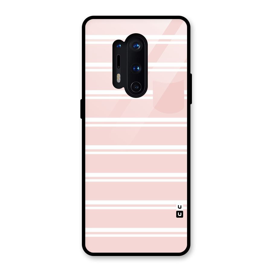 Cute Pocket Striped Glass Back Case for OnePlus 8 Pro