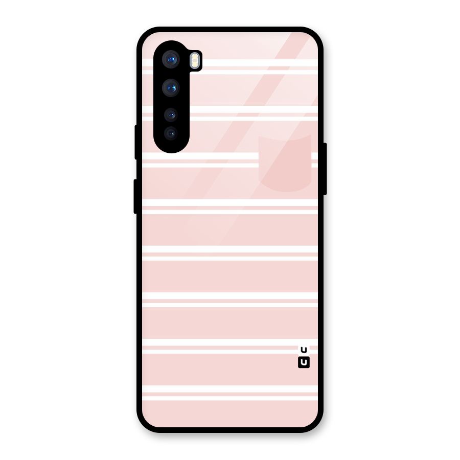 Cute Pocket Striped Glass Back Case for OnePlus Nord