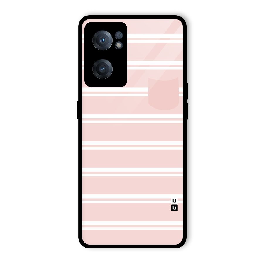 Cute Pocket Striped Glass Back Case for OnePlus Nord CE 2 5G
