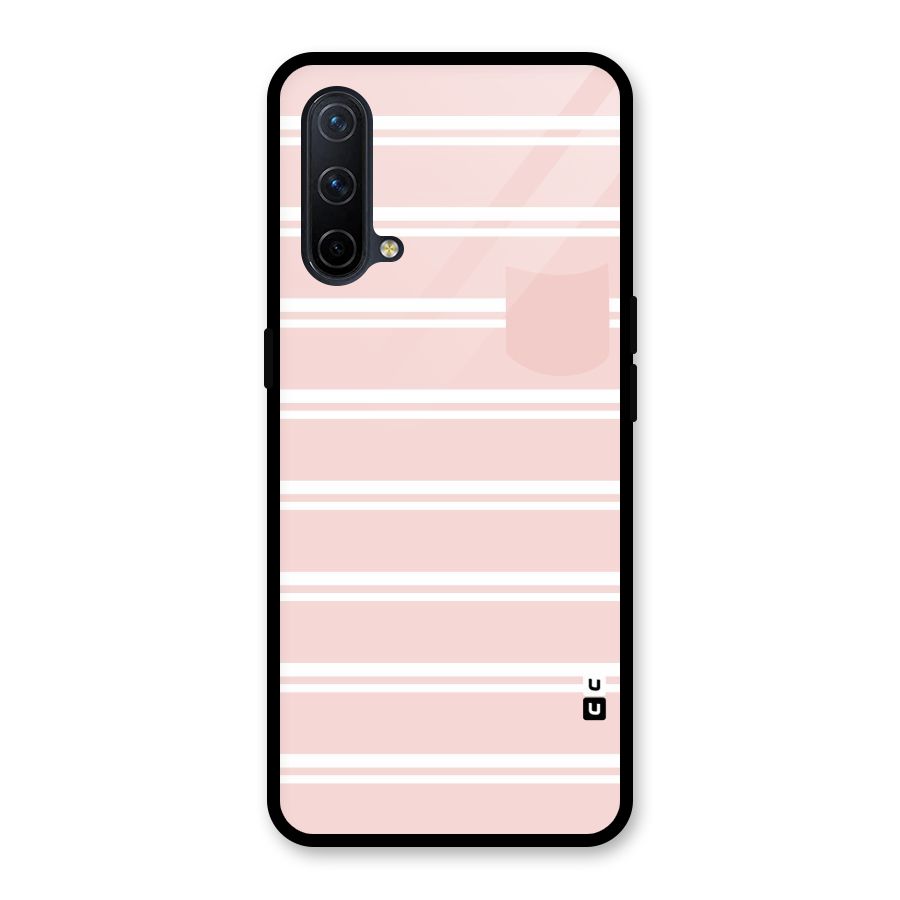 Cute Pocket Striped Glass Back Case for OnePlus Nord CE 5G