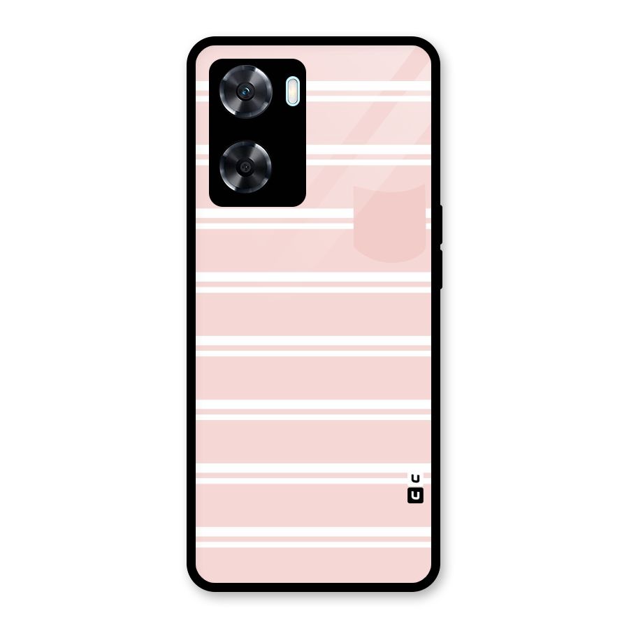 Cute Pocket Striped Glass Back Case for Oppo A77