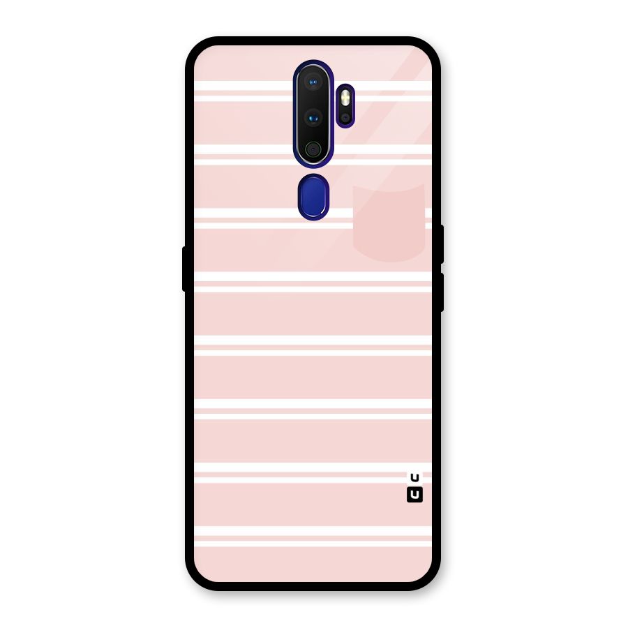 Cute Pocket Striped Glass Back Case for Oppo A9 (2020)