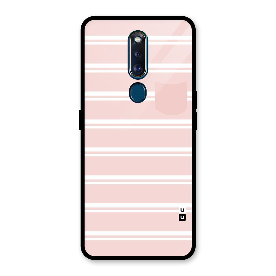 Cute Pocket Striped Glass Back Case for Oppo F11 Pro