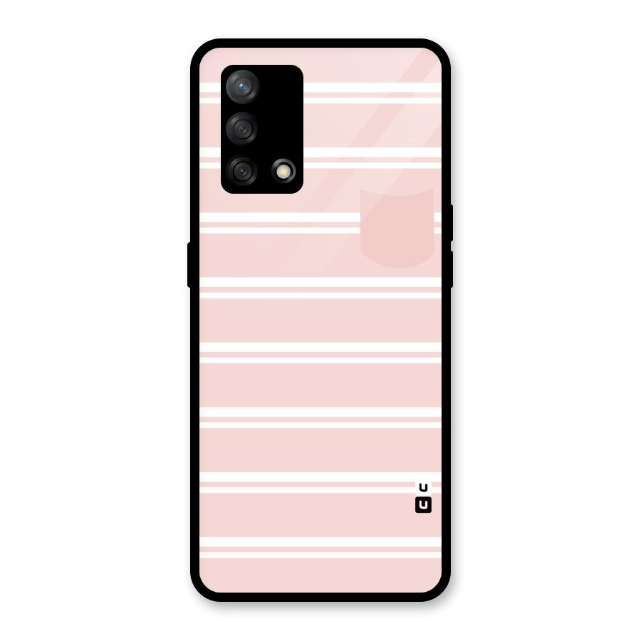 Cute Pocket Striped Glass Back Case for Oppo F19