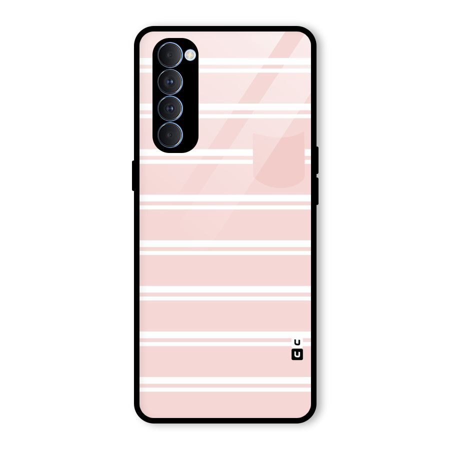 Cute Pocket Striped Glass Back Case for Oppo Reno4 Pro