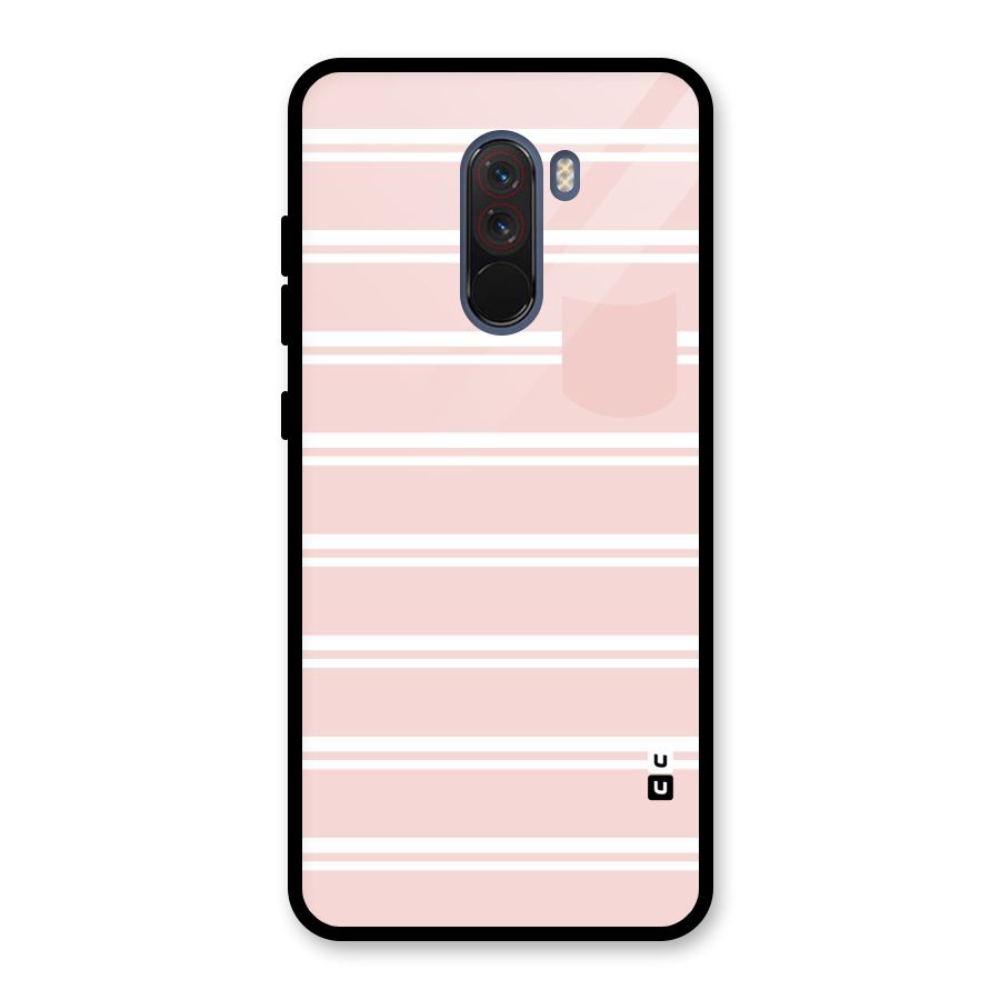 Cute Pocket Striped Glass Back Case for Poco F1