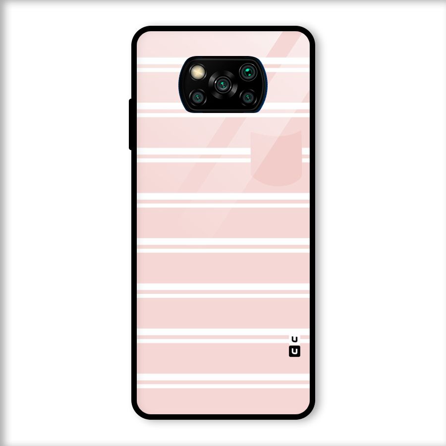 Cute Pocket Striped Glass Back Case for Poco X3
