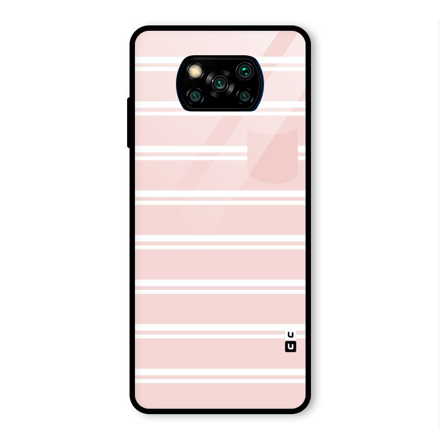 Cute Pocket Striped Glass Back Case for Poco X3 Pro