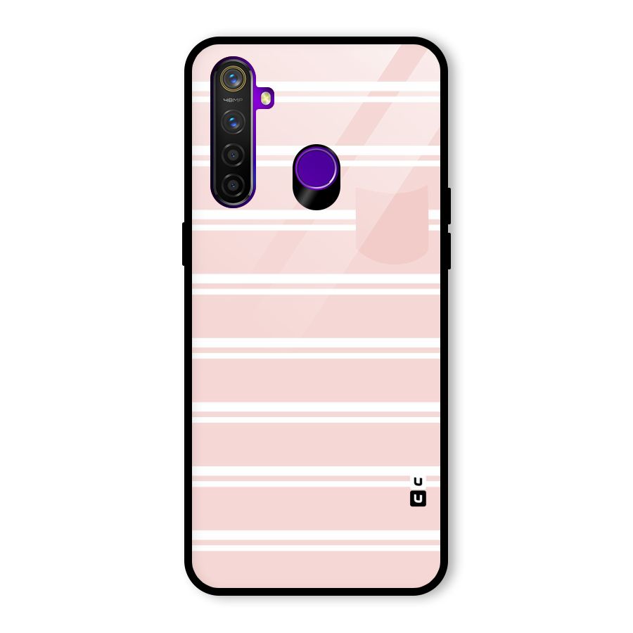 Cute Pocket Striped Glass Back Case for Realme 5 Pro
