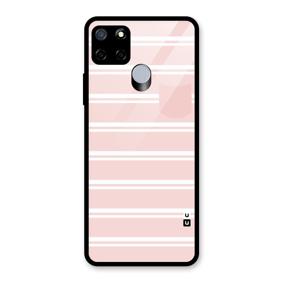 Cute Pocket Striped Glass Back Case for Realme C15
