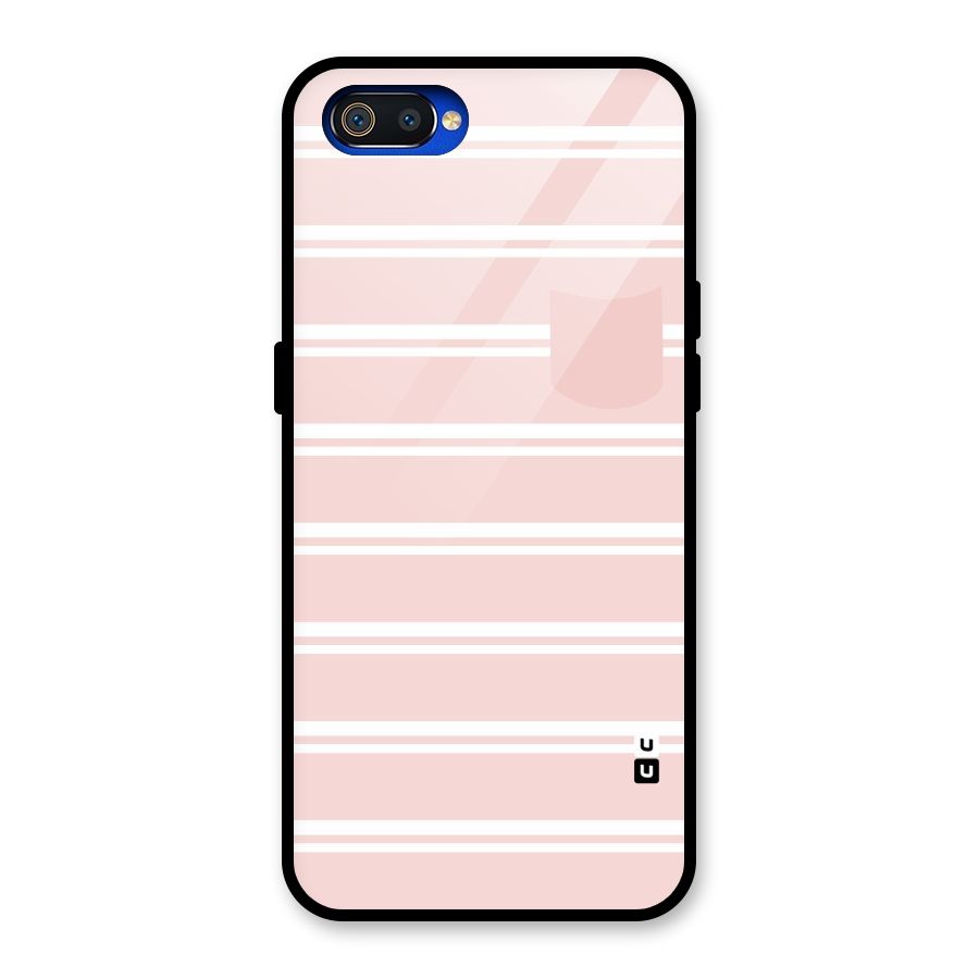 Cute Pocket Striped Glass Back Case for Realme C2