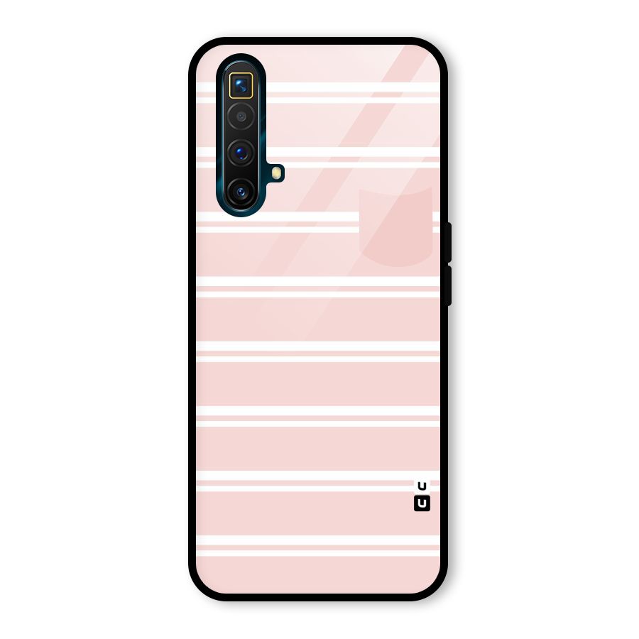 Cute Pocket Striped Glass Back Case for Realme X3 SuperZoom