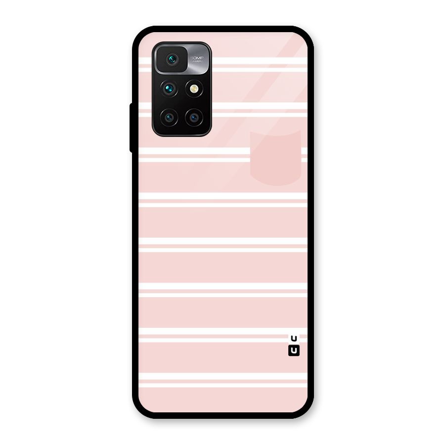 Cute Pocket Striped Glass Back Case for Redmi 10 Prime