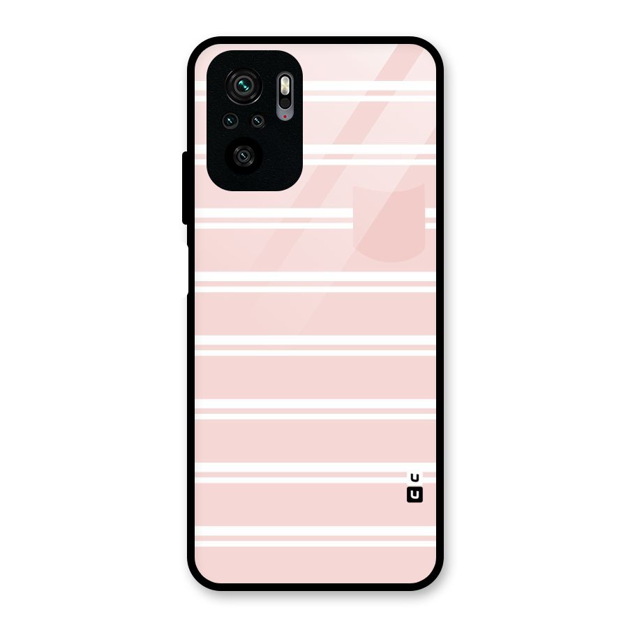 Cute Pocket Striped Glass Back Case for Redmi Note 10S