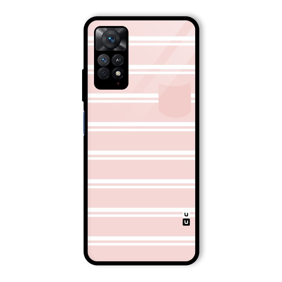 Cute Pocket Striped Glass Back Case for Redmi Note 11 Pro