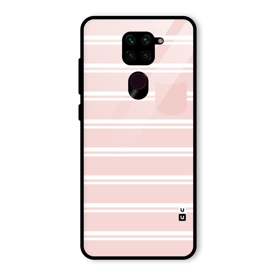 Cute Pocket Striped Glass Back Case for Redmi Note 9