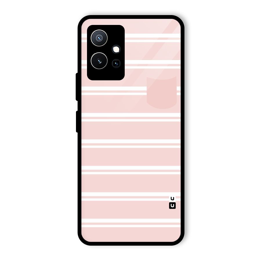 Cute Pocket Striped Glass Back Case for Vivo T1 5G