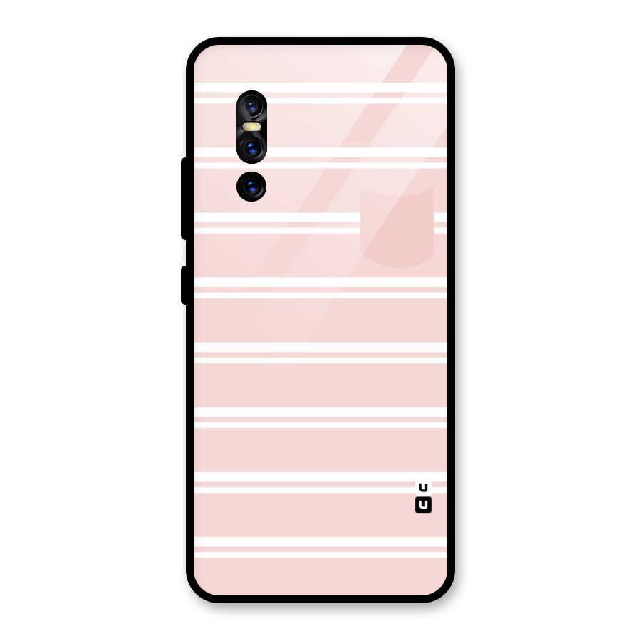Cute Pocket Striped Glass Back Case for Vivo V15 Pro