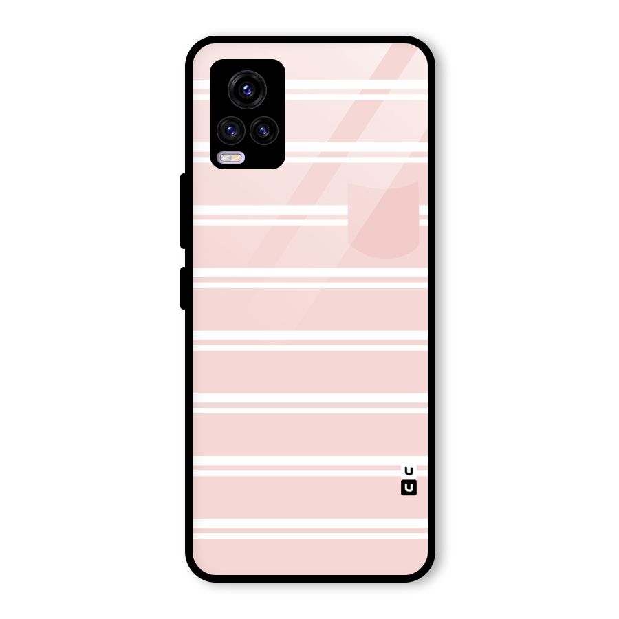 Cute Pocket Striped Glass Back Case for Vivo V20