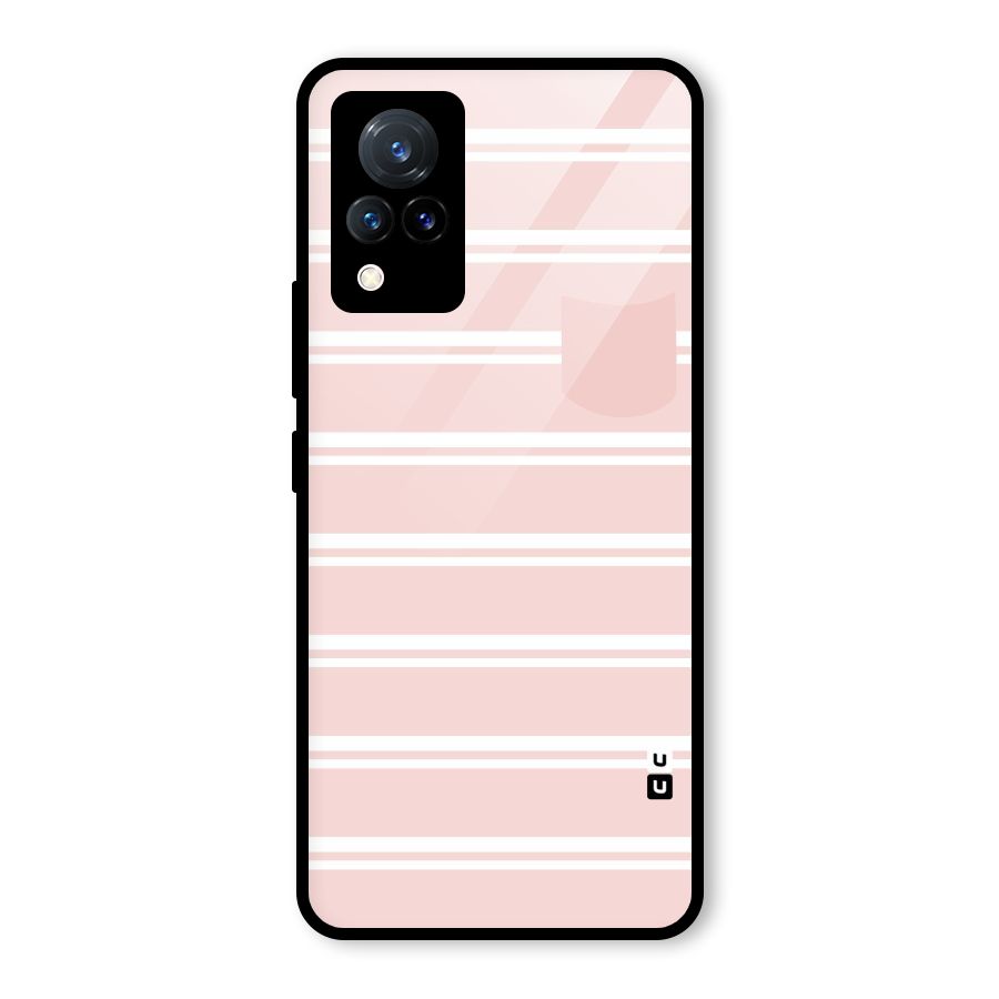Cute Pocket Striped Glass Back Case for Vivo V21 5G