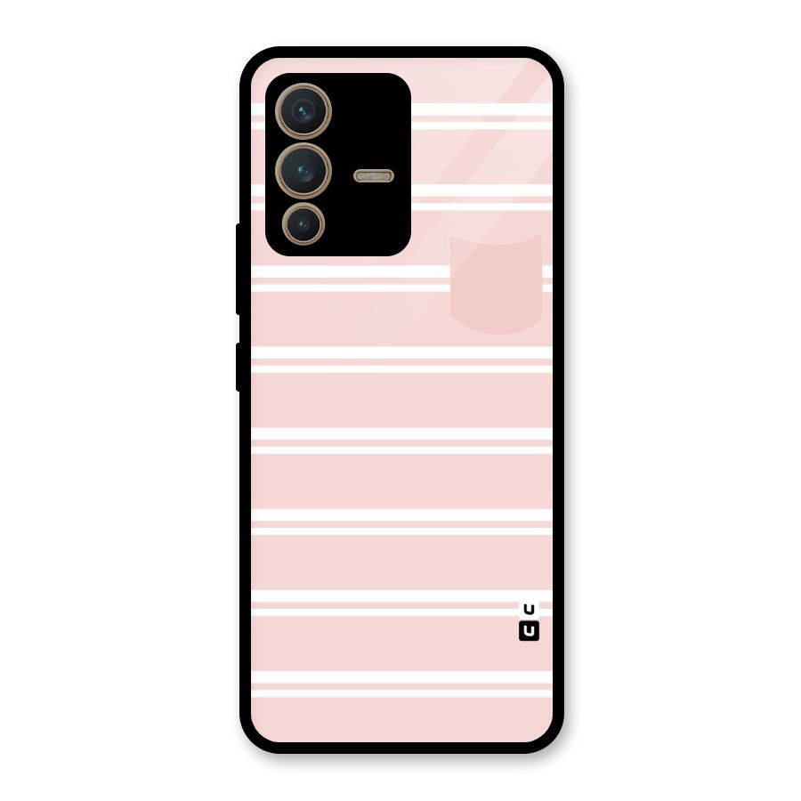 Cute Pocket Striped Glass Back Case for Vivo V23 5G