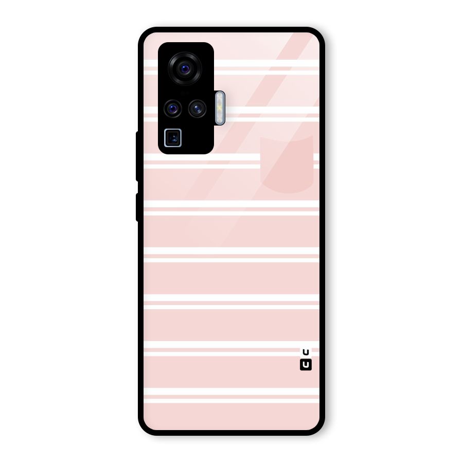Cute Pocket Striped Glass Back Case for Vivo X50 Pro