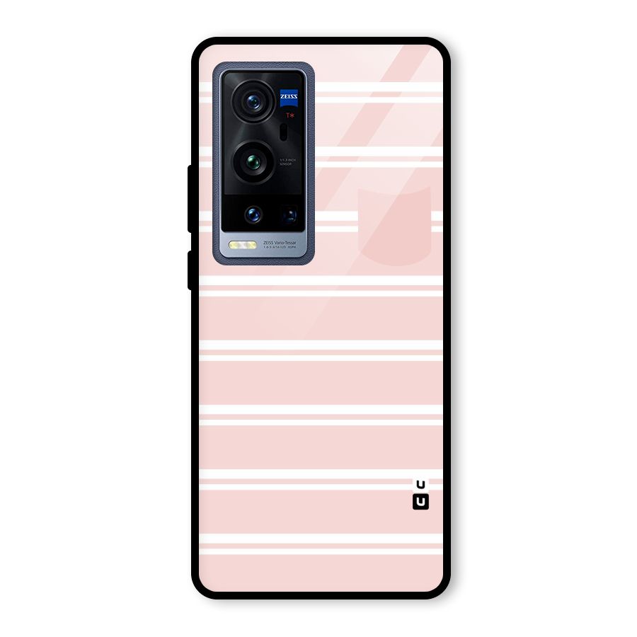 Cute Pocket Striped Glass Back Case for Vivo X60 Pro Plus