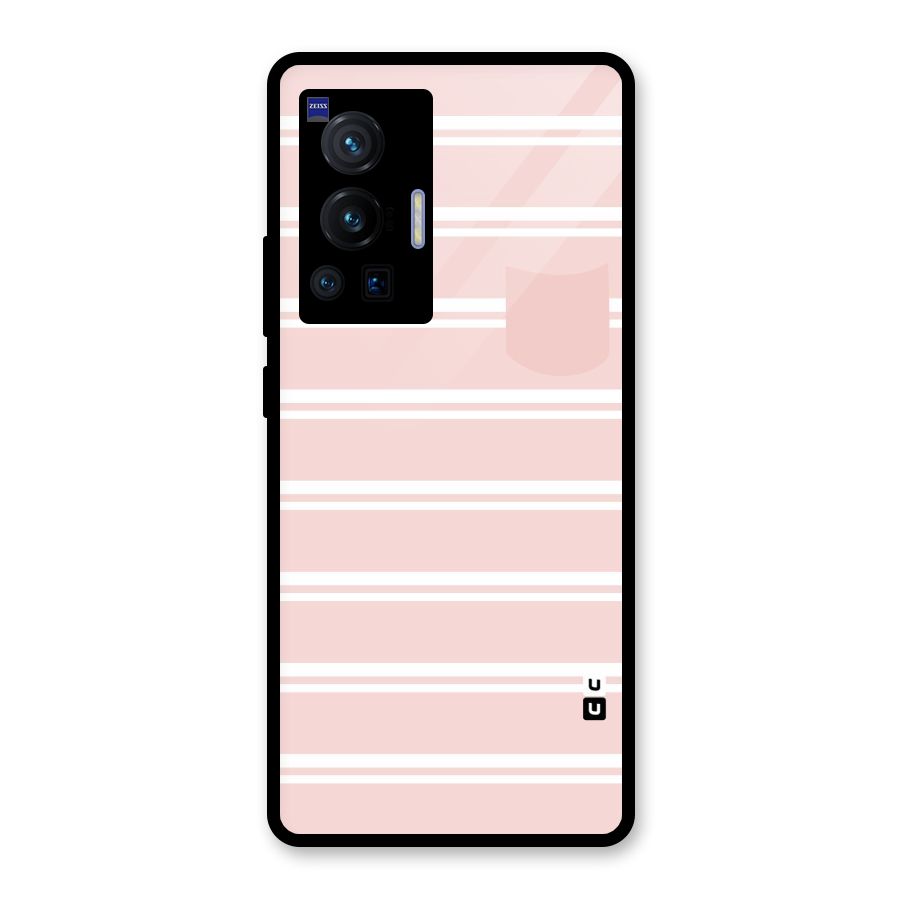 Cute Pocket Striped Glass Back Case for Vivo X70 Pro