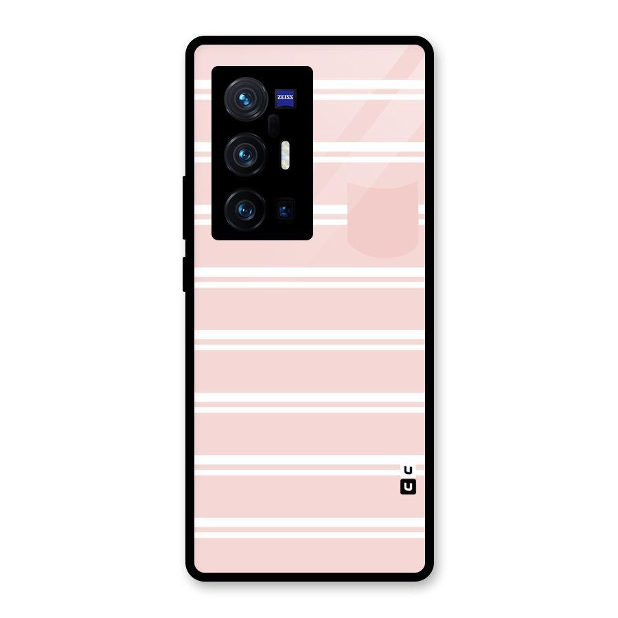 Cute Pocket Striped Glass Back Case for Vivo X70 Pro Plus