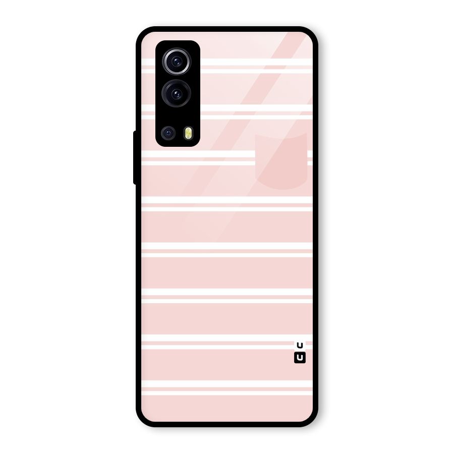 Cute Pocket Striped Glass Back Case for Vivo iQOO Z3