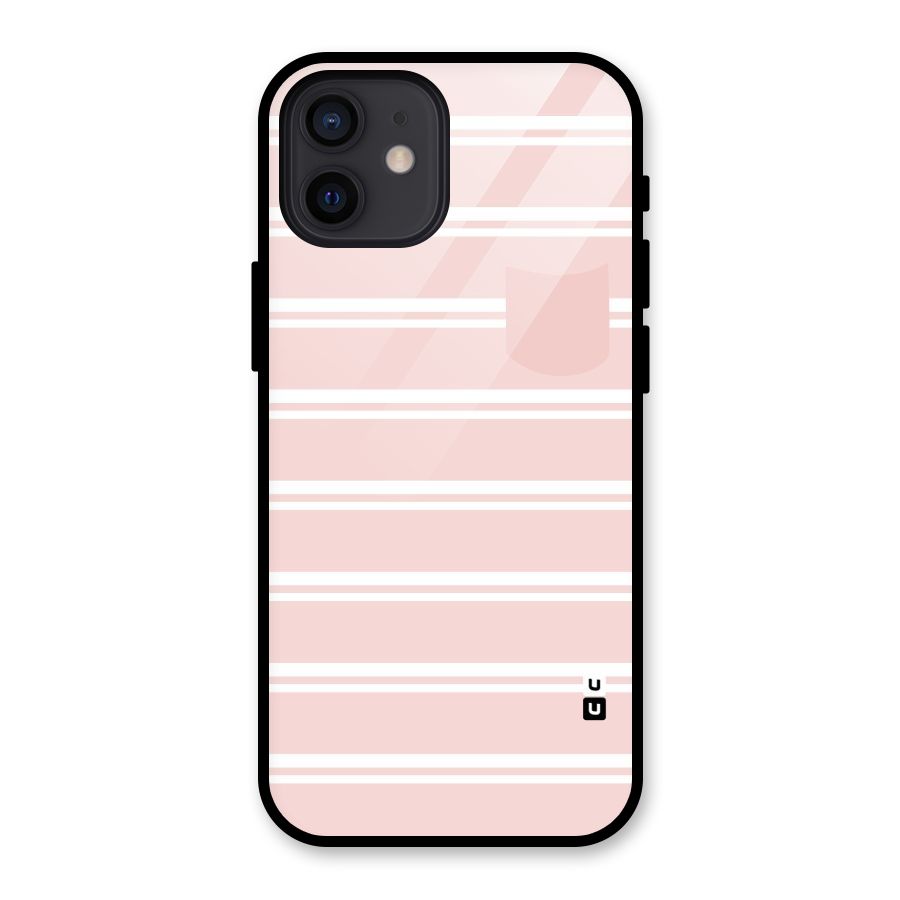 Cute Pocket Striped Glass Back Case for iPhone 12