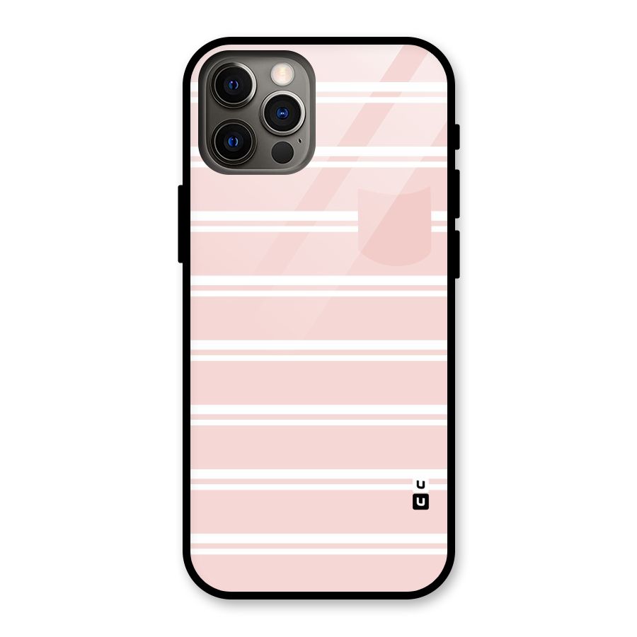 Cute Pocket Striped Glass Back Case for iPhone 12 Pro
