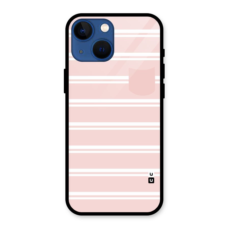 Cute Pocket Striped Glass Back Case for iPhone 13 Mini