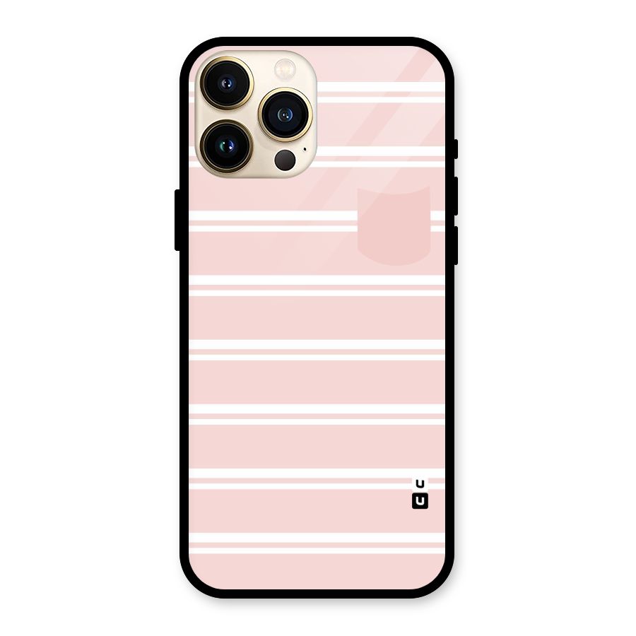 Cute Pocket Striped Glass Back Case for iPhone 13 Pro Max