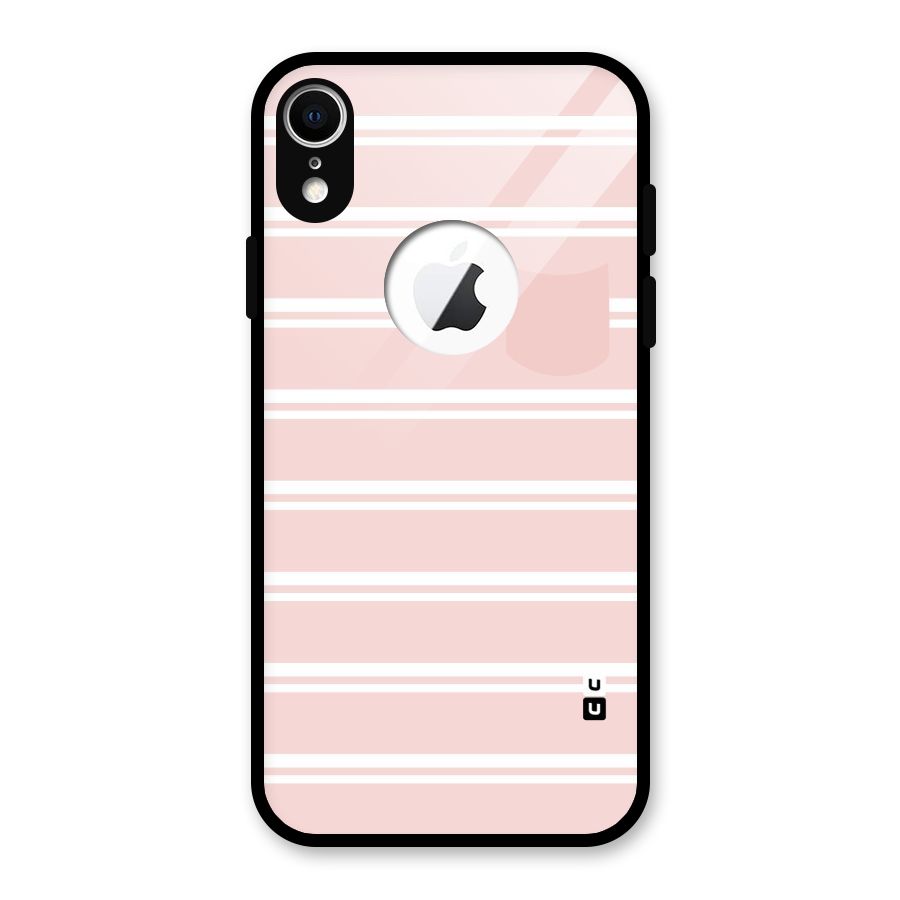 Cute Pocket Striped Glass Back Case for iPhone XR Logo Cut