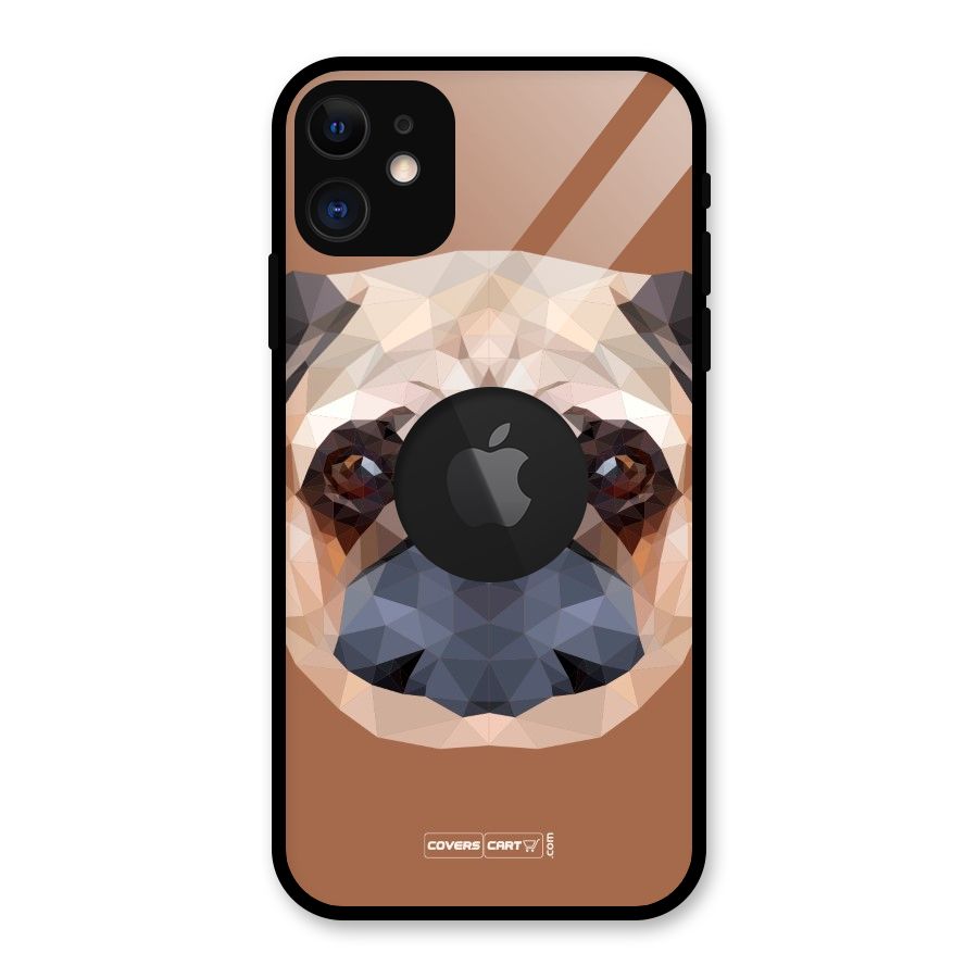 Cute Pug Glass Back Case for iPhone 11 Logo Cut