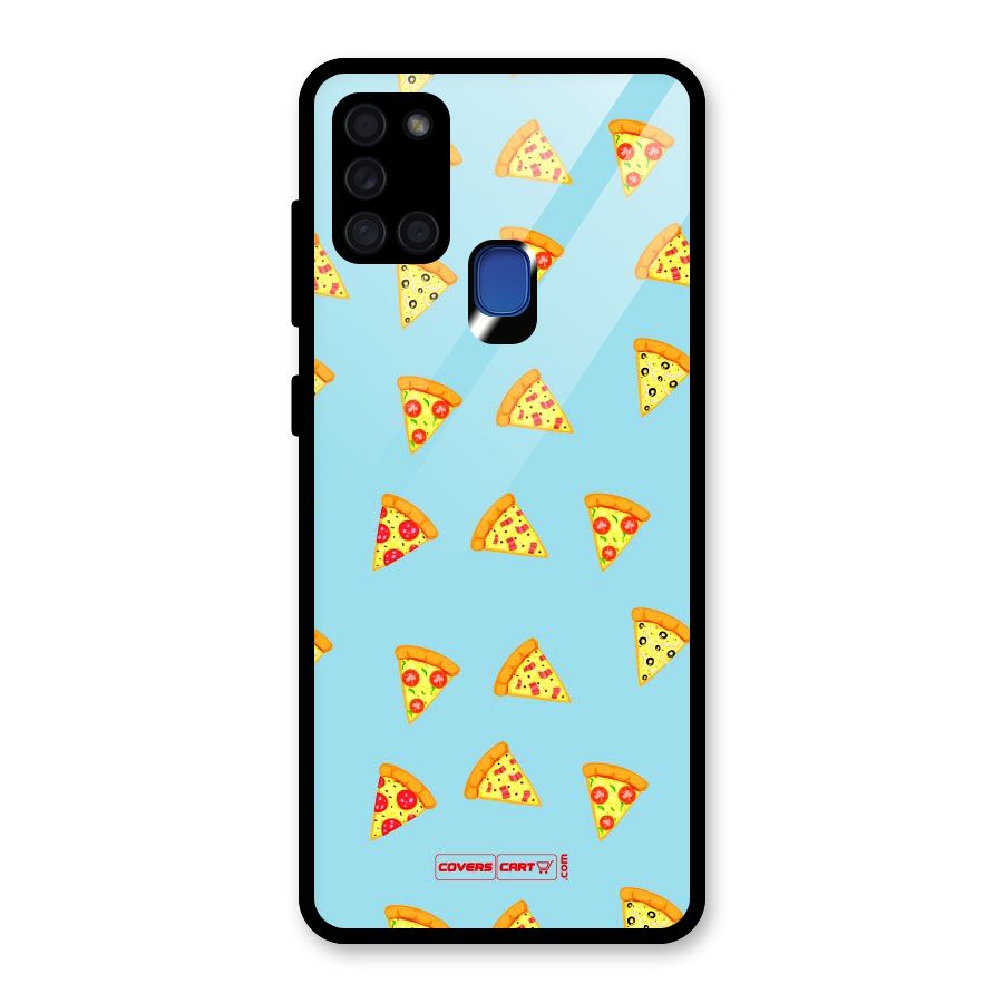 Cute Slices of Pizza Glass Back Case for Galaxy A21s
