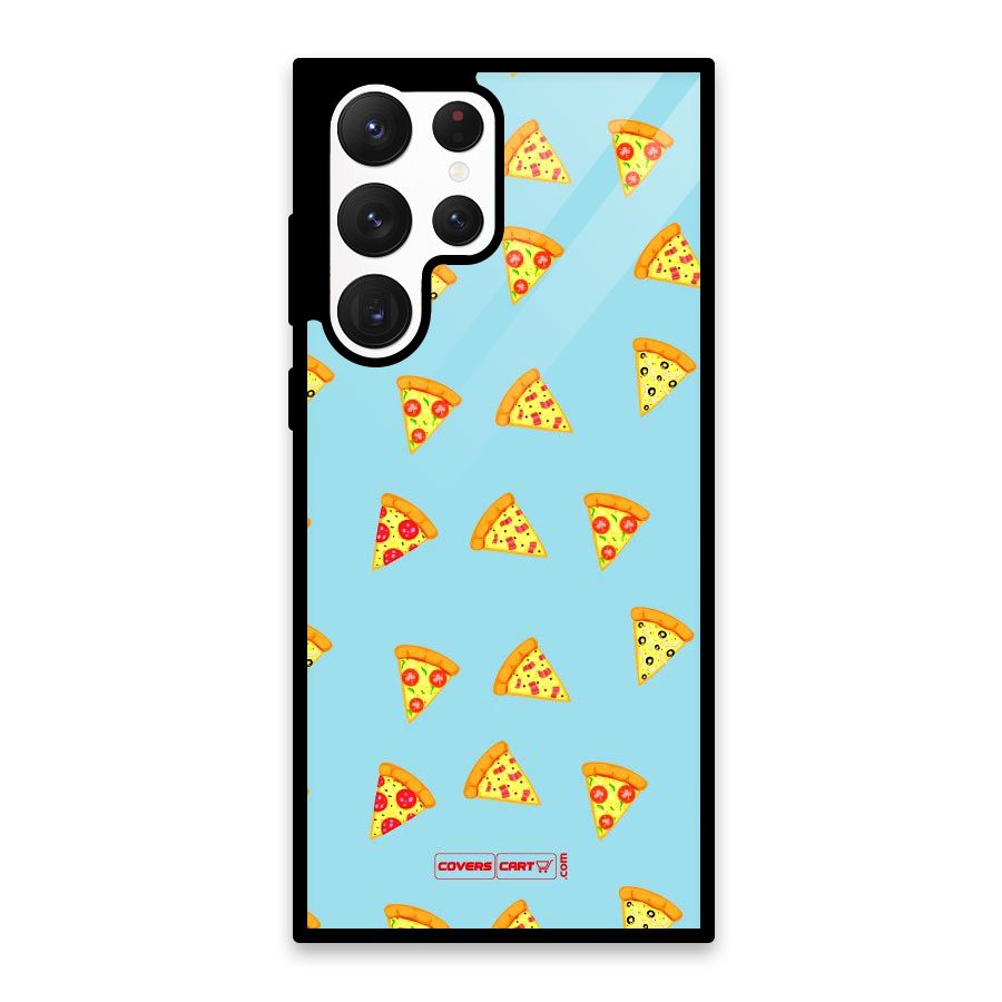 Cute Slices of Pizza Glass Back Case for Galaxy S22 Ultra 5G