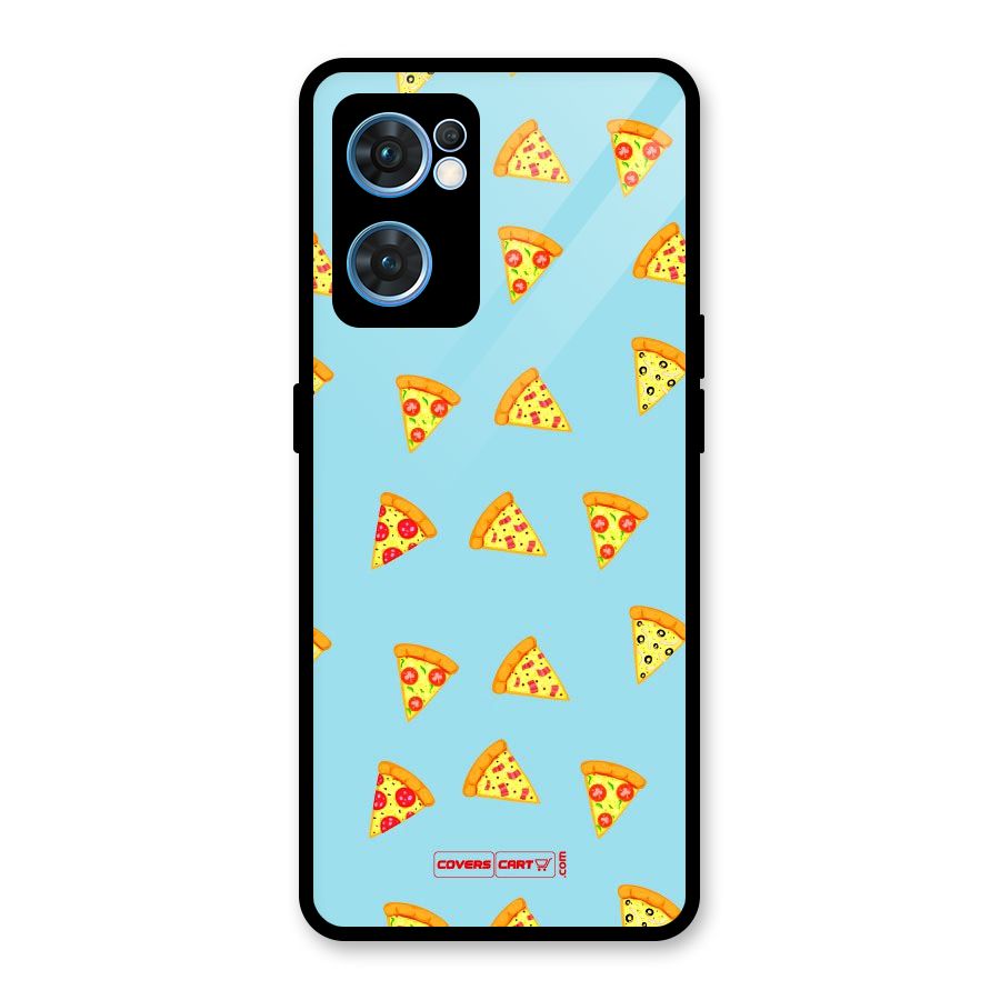 Cute Slices of Pizza Glass Back Case for Oppo Reno7 5G