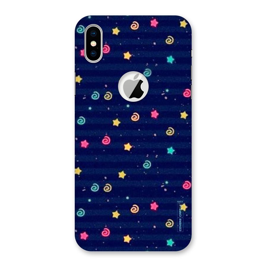 Cute Stars Design Back Case for iPhone XS Logo Cut