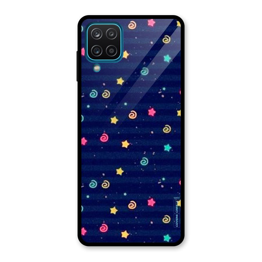 Cute Stars Design Glass Back Case for Galaxy A12