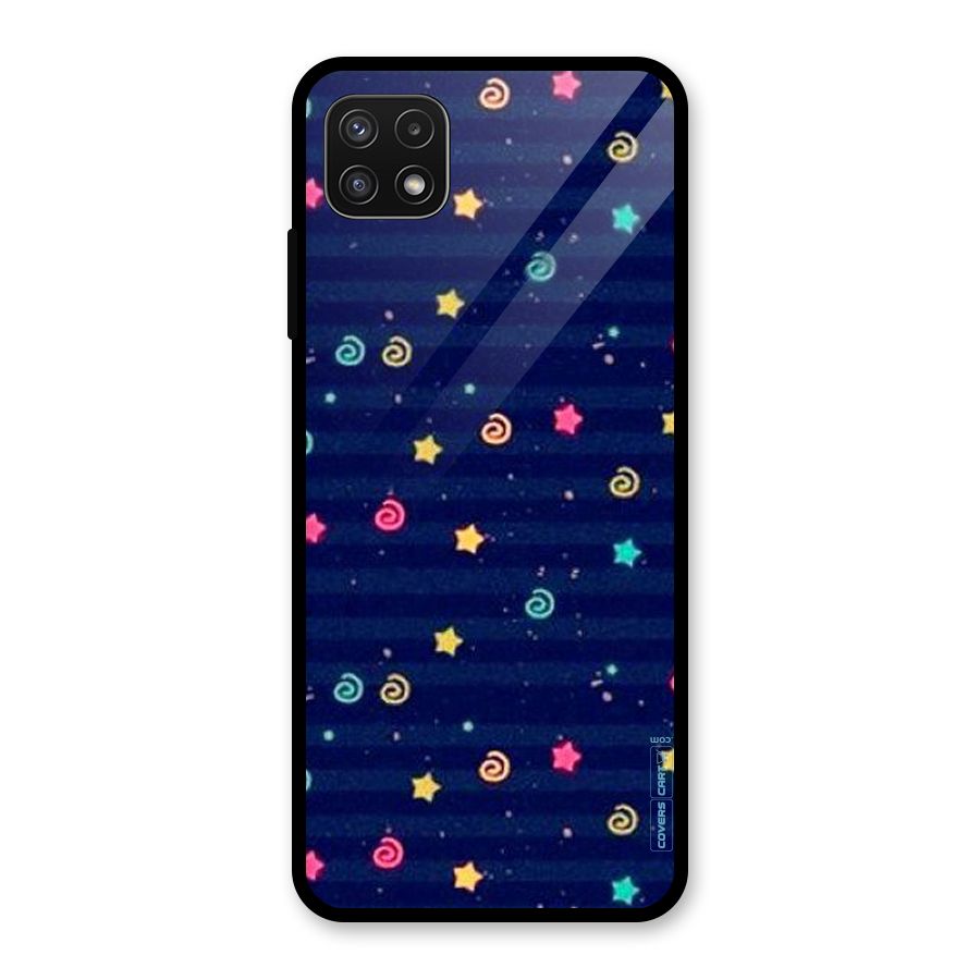 Cute Stars Design Glass Back Case for Galaxy A22 5G