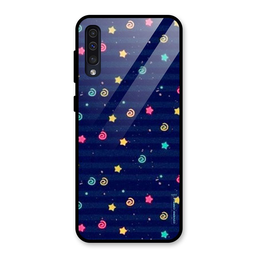 Cute Stars Design Glass Back Case for Galaxy A50