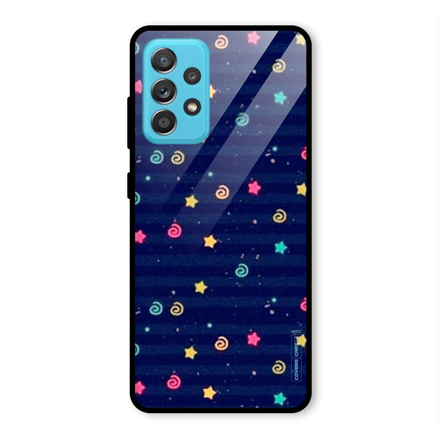 Cute Stars Design Glass Back Case for Galaxy A52